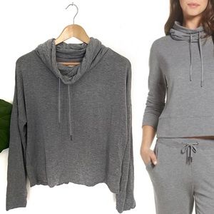 UGG Funnel Neck Cropped Heather Grey Sweatshirt!